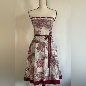 Teeze Me Burgundy and White Strapless Dress